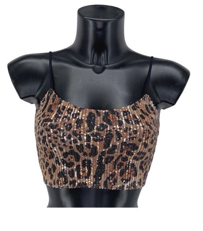 Top leopardato con paillettes